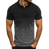 Camisa De Hombre Camiseta Deportiva Solapa Manga Degradado