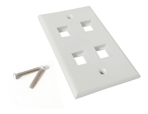 Tapa Placa Para Caja Pared 4 Jack Rj45 Utp Blanca