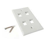 Tapa Placa Para Caja Pared 4 Jack Rj45 Utp Blanca