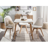 Comedor Eames 80x80 Con 4 Sillas Tulip Acolchadas Blancas 