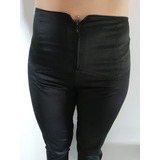 Pantalon Tiro Alto Saten Rasado De Vestir Mujer Negro Usado