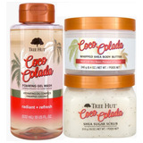 3 Pack Tree Hut Coco Colada Gel De Baño, Exfoliante Y Crema