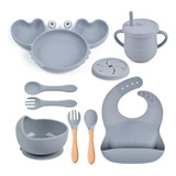 Set Vajilla Silicona Libre De Bpa Cangrejo 