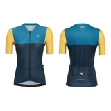 Jersey Ciclismo M/c Mujer Gw Pro Entrance Azul Amarillo