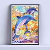 Cuadro Delfines Brillantes Decorativo 30x40cm Listo P Colgar