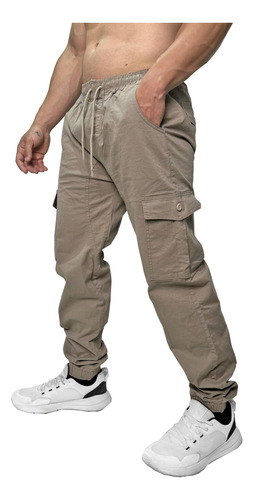 Pantalón Cargo Jogger Gabardina Mom Con Puño Full