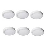 Pack 6 Plafon Foco Led Sobrepuesto Redondo 18w