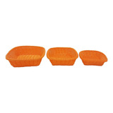 Panera Cuadrada Canasta Plastico Simil Mimbre X3 Hot Sale Color Naranja