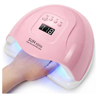 Buruna® Uv Led Lámpara De Uñas, 180w Secador De Esmalte De Uñas De Gel Con Pantalla Lcd, Sensor Automático Y 4 Ajustes De Temporizador, Lámpara Profesional De Curado De Gel Sun X5 Color Rosa Claro
