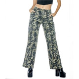 Jean Camuflad Militar Verde De Bolsillos Mujer Moda Glamour