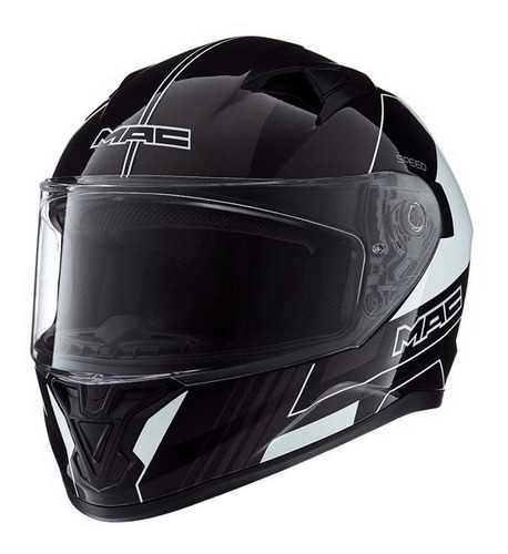 Casco Moto Integ Mac Speed Dash Negro Blanco Brilloteo Motos