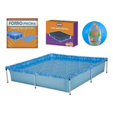 Kit Piscina 1500 Litros + Capa E Forro Mor + Bola Inflável