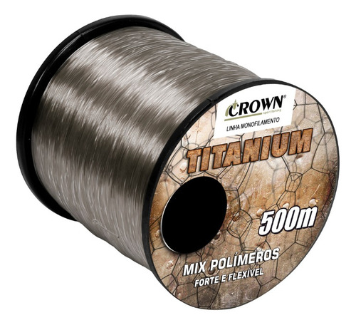 Linha De Pesca Titanium 0,40mm Monofilamento 500mt Crown Cor Cinza