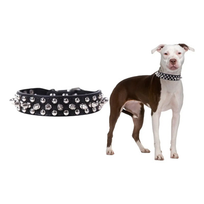 Collar Para Perro Con Picos Metal Tipo Cuero Con Estilo Rudo Color Negro Tamaño Del Collar Extra Grande (xl) | Meses sin interés