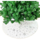 Falda Árbol Navidad Con Cuentas Copos Nieve 78cm Decoración
