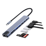 Hub Usb Tipo C 8en1 Multi Splitter Adaptador Hd Otg 4k Hdmi