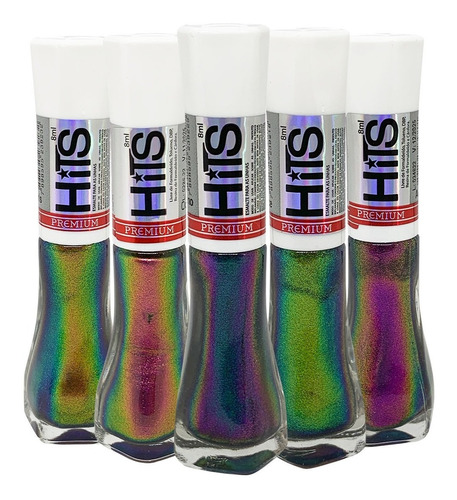 Esmaltes Hits Premium Multichrome Cores Do Arco Iris 5un