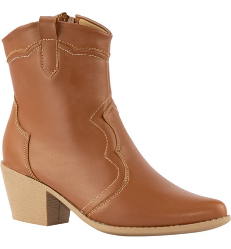 Bota Feminina Western Texana Confortável Country Cano Curto