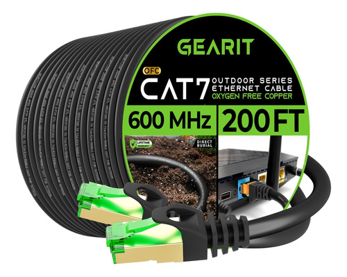 Gearit Cat7 Cable Ethernet Para Exteriores (200 Pies) Par Tr