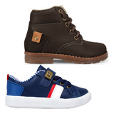 2 Pares Tênis Infantil Masculino Casual Bota Coturno Menino