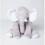 Almofada Elefante Travesseiro Pelúcia Bebê Dormir Cinza 60cm Cor Cinza Com Branco