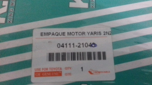Juego De Empacadura Toyota Yaris 1.3 1.5 99 Al 2005 Foto 6