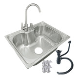 Lavaplatos 50x40 Y Llave Acero Inox Con Full Accesorios