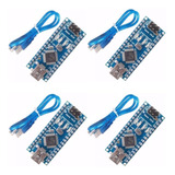 Kit 4x Pcs Para Arduino Nano V3.0 Atmega328 + Cabo Usb