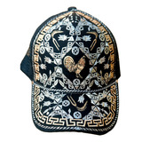 Gorra Charra Vaquera Hilo Dorado Y Plateado Gallo Y Navajas 