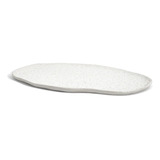 Bandeja Decorativa Peça Em Cerâmica Decoração Off White Oval