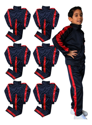 10 Juego De Pants Escolar Sport Tock De Franja Tallas 4 A 16