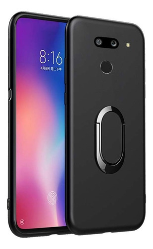 Funda Suave For LG G8 Thinq De Silicona Negro Con Anillo