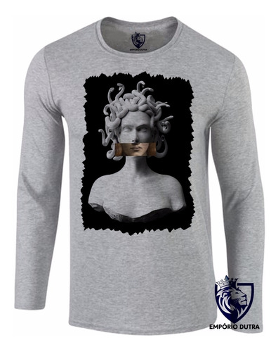 2 Camiseta Longa Camisa Medusa Mitologia Grega Cobra