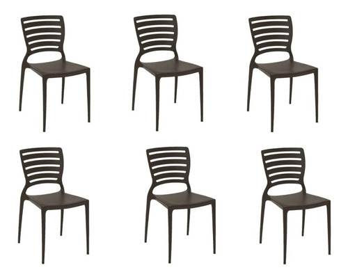 Conjunto 6 Cadeiras Sofia Marrom Tramontina