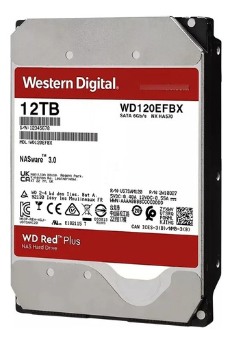 Disco Rígido Western Digital Red Plus 12tb Nas Wd120efbx