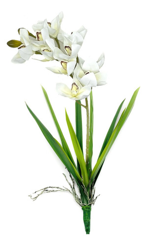 Kit 3 Orquideas Cymbidium 1 Folhas Artificiais De Silicone