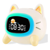 Despertador Infantil De Gato Con Luces Nocturnas Para Niños