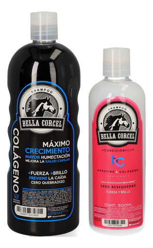  Bella Corcel Kit Shampoo Colageno + Ac + Crecimiento /mi