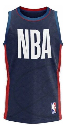 Camiseta Infantil Juvenil Regata Nba Terms Azul Marinho