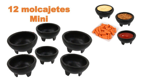 Salsera Plástico Molcajetes Mini Molcajetitos Dip 12 Pzs  