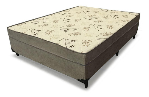 Cama Box Conjugado Viúva Ortopédico Suede Cinza