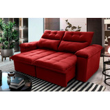 Sofá Retrátil/reclinável Verona 1,50m Velut Vermelho C/molas