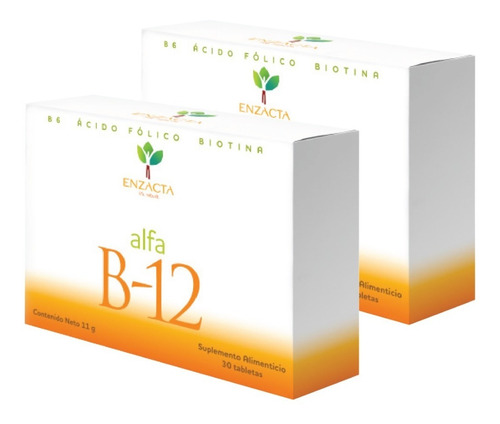 2 Cajas Alfa B-12 Sublingual Enzacta Total 60 Tabletas Promo