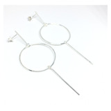 Aros Colgantes Argolla 3cm Minimalista Plata 925