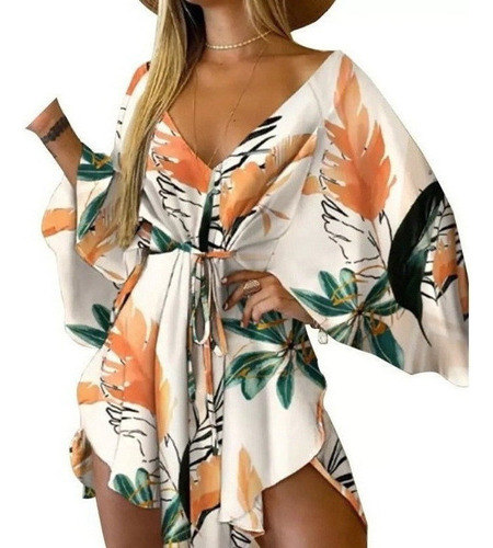 A Minivestido Hawaiano De Playa Con Estampado Floral