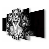 Quadro Decorativo 5 Peças Estudio Tatuagem Black And Gray