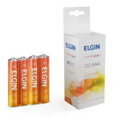 Pilhas Palito Aaa Elgin Zinco 1.5v Caixa Com 40 Peças Elgin