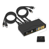 Conmutador Kvm Displayport Dp 1.4 De 2 Puertos Usb 3.0 ...