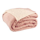 Cobertor Casal King Canadá  Manta Sherpa Fleece Dupla Face Cor Rose Desenho Do Tecido Liso