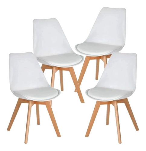 Set 4 Sillas Tipo Eames Tulip Asiento Acolchado Comedor Sala